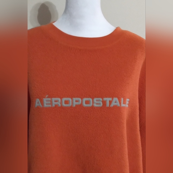 Aeropostale Aero-tec Fleece Men’s Sweatshirt Size L Orange Pullover - Picture 2 of 10
